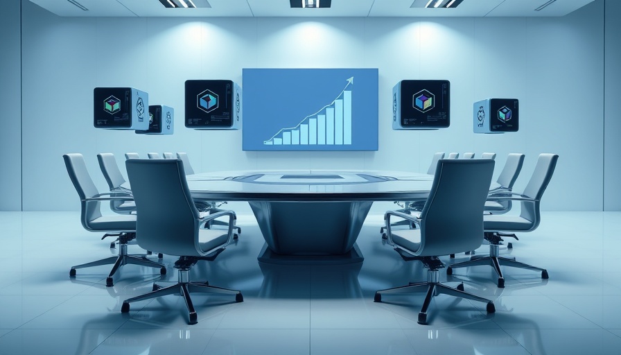 Futuristic AI cubes at a business meeting illustrating AI notetakers.