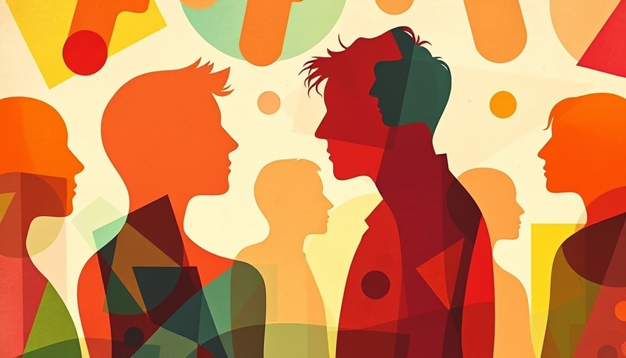 Abstract illustration of multicolored silhouettes symbolizing remote work connection