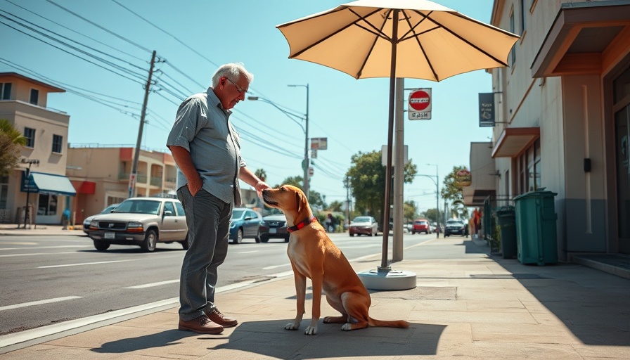El Paso HEART initiative addressing homelessness; man with dog on street corner.