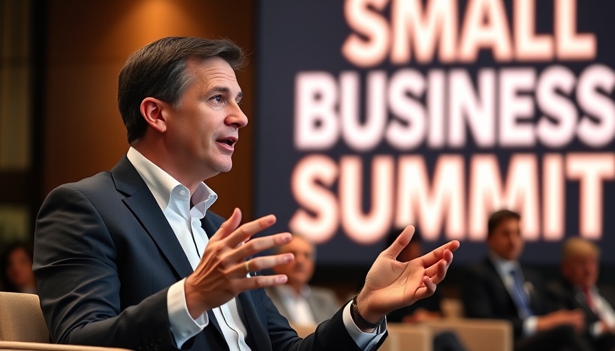 Business professional speaking at Small Business Summit about Texas Business Legislative Updates.