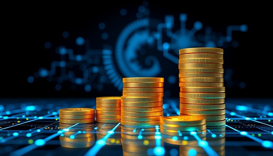 Illustration of gold coins with digital grid for small-business stock exclusion tax break.