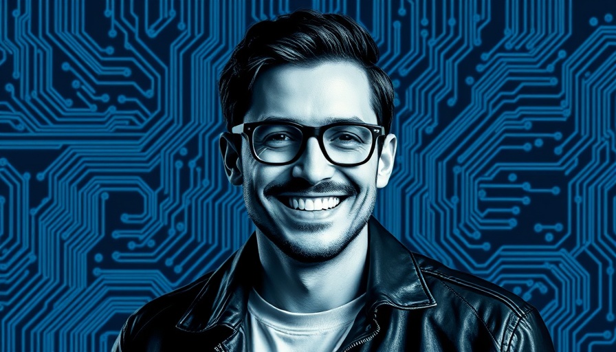 Blue digital art of a smiling man with circuits, AI Chip Sales to China