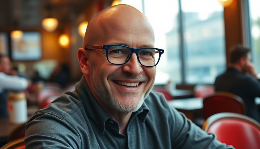 San Antonio chef at a restaurant smiling warmly in vibrant setting.