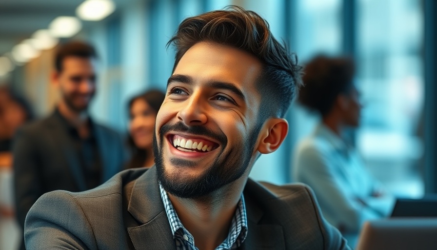 Confident young man in onboarding meeting, meaningful employee onboarding.