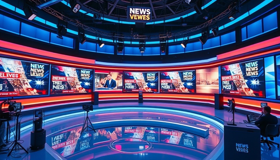 Dynamic modern news studio scene with screens - Houston news