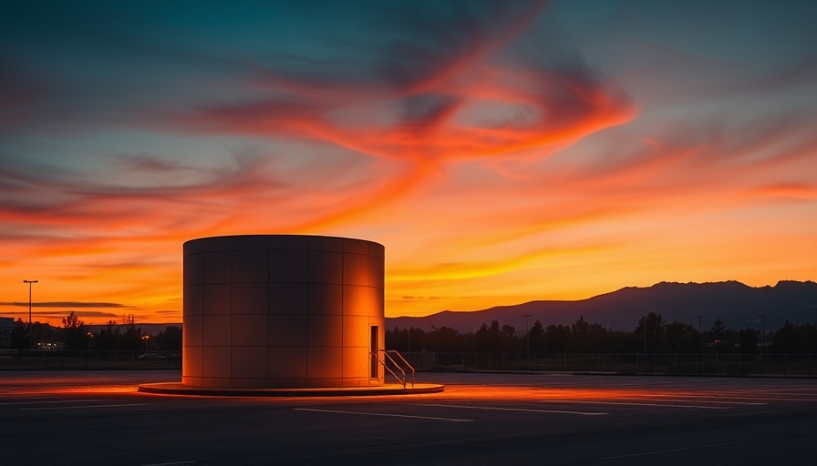 Walmart parking lot at dusk, glowing structure, sunset sky.