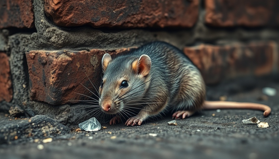 Close-up of a rat against a wall in Houston.
