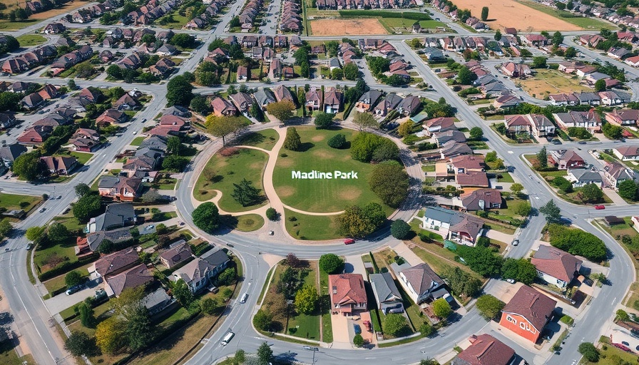 Aerial image of neighborhood and Madeline Park for El Paso zoning reform.