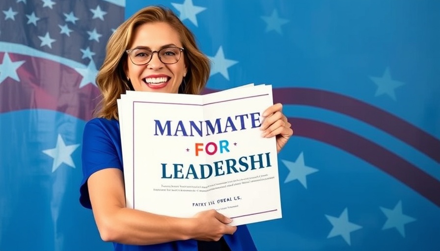 Democratic Senate hopeful holding a book against a blue star-studded background.