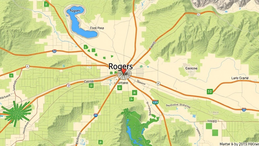 Map of Rogers area highlighting highways in Benton County.