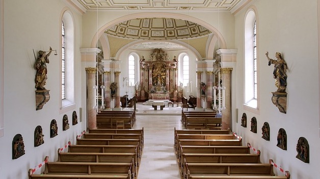 Synagogue interior with heightened awareness local law enforcement context.