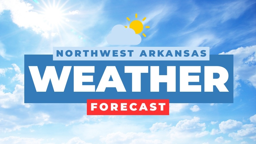 Meteorologist presenting summer weather forecast for Northwest Arkansas.
