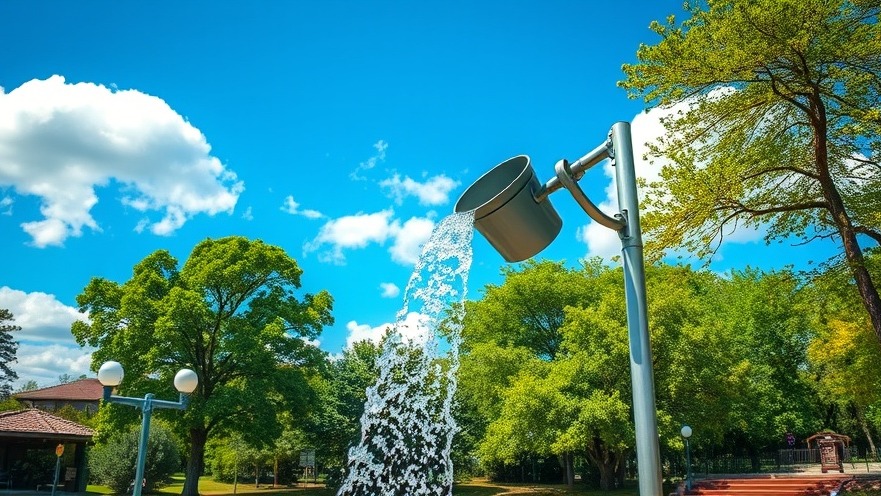Splash pad bucket at Fayetteville parks, perfect for outdoor fun and water safety tips.