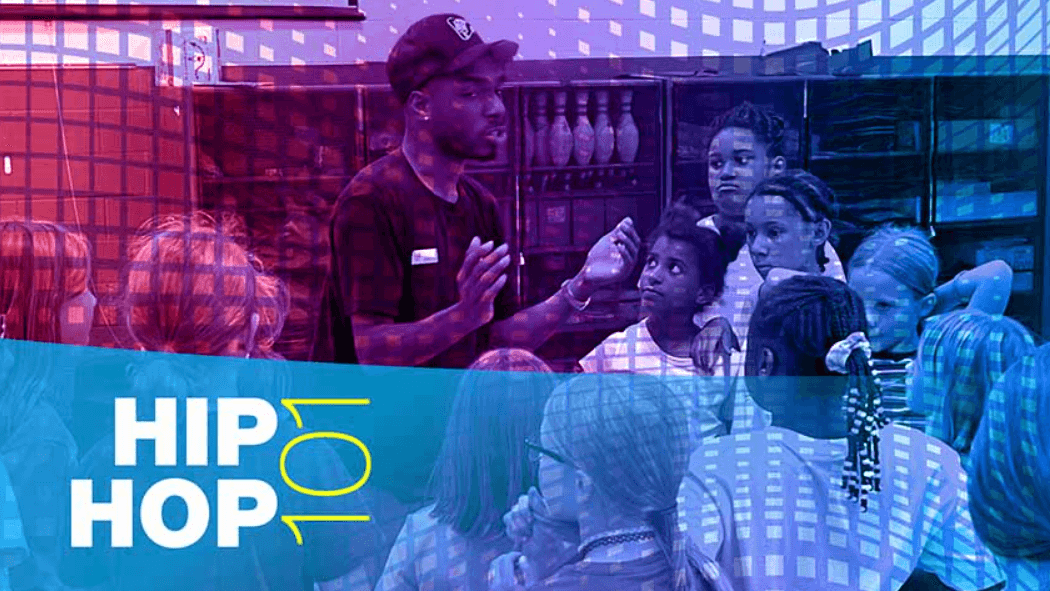 Hip-Hop 101 Showcase animated bee with BUZZ text