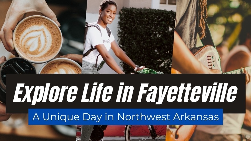 Fayetteville Arkansas Life cycling scene with surprised man.