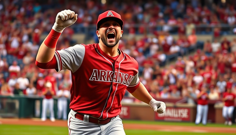 Arkansas baseball player celebrating during Golden Spikes Award event