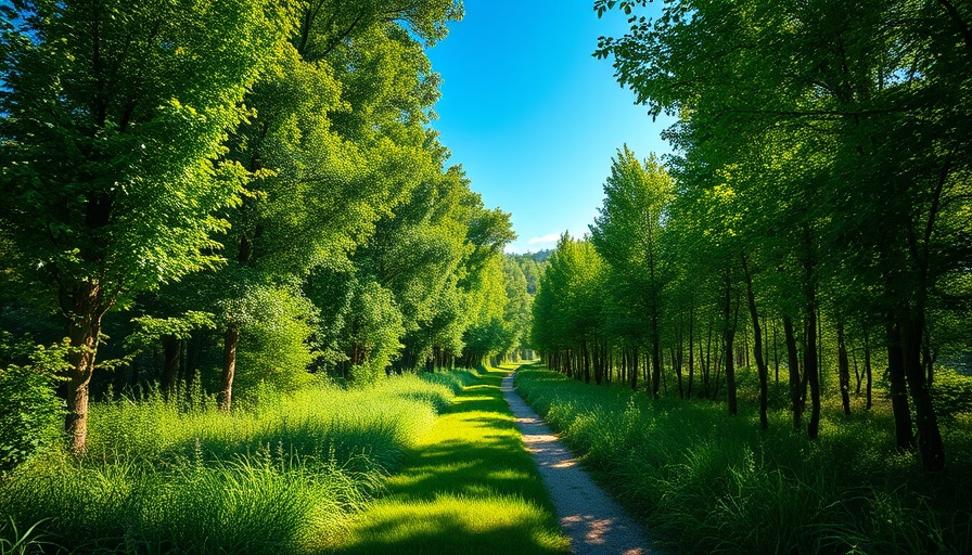 Rogers Vegetative Restoration Project featuring a lush trail with green foliage.