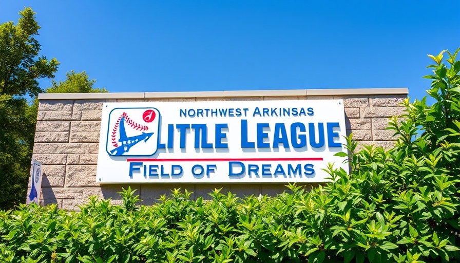 Little League tournament for Alzheimer's research sign at Field of Dreams.
