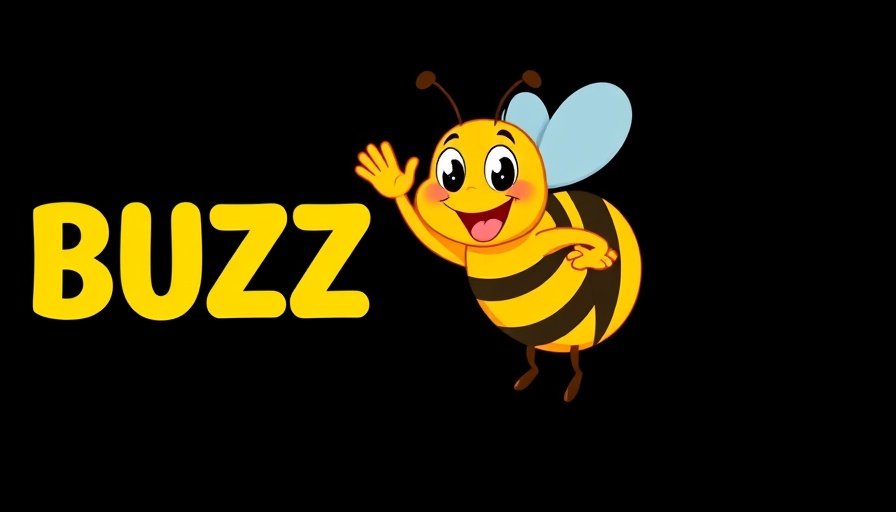 Cartoon bee waving next to 'BUZZ' text.