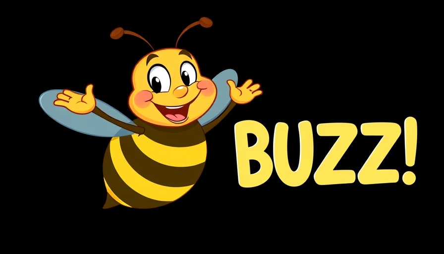 Cheerful cartoon bee with BUZZ text logo.