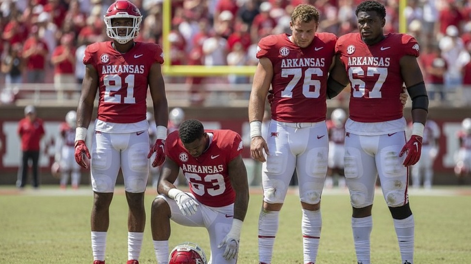 Arkansas Razorbacks stadium filled with fans during a game.