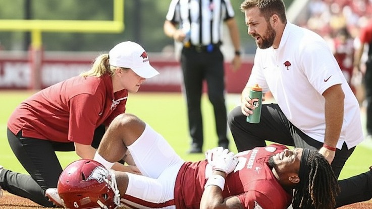 Jalen Brown injury update: Football player on stretcher escorted off field