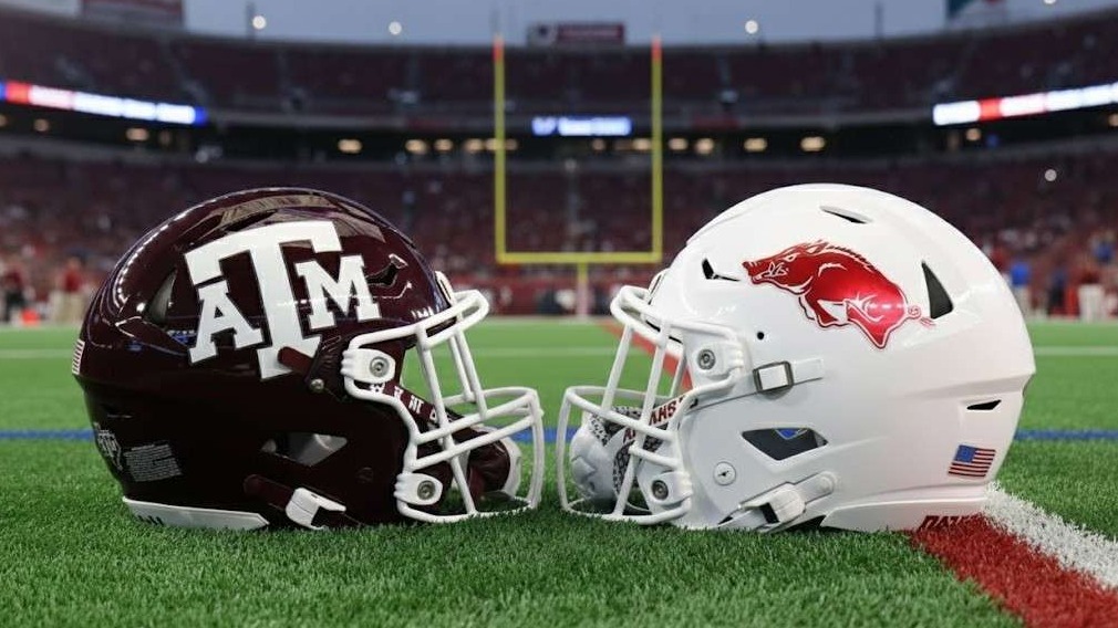 Arkansas Razorbacks versus Aggies football primer collage.