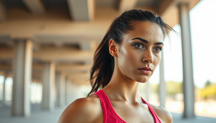 Female athlete manages fatigue with exercise under urban overpass.