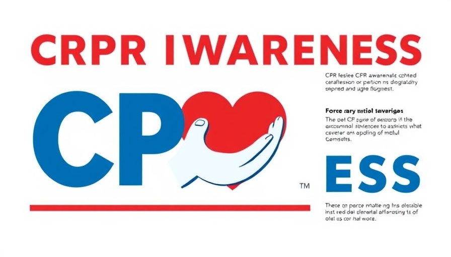 Free CPR training event graphic with heart and hands icon.