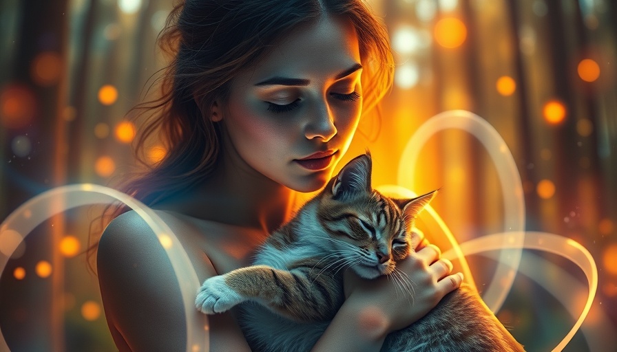 Healing After Losing a Soulmate Pet: Artistic woman holding cat in serene setting.