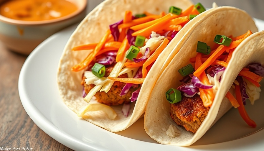 Delicious Japanese BBQ smash burger tacos with fresh slaw.