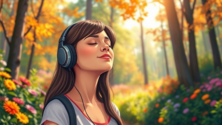 Serene woman enjoying nature in sunlit forest, healthy aging.