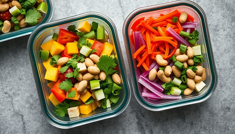 Quick and healthy meals in colorful meal prep containers.