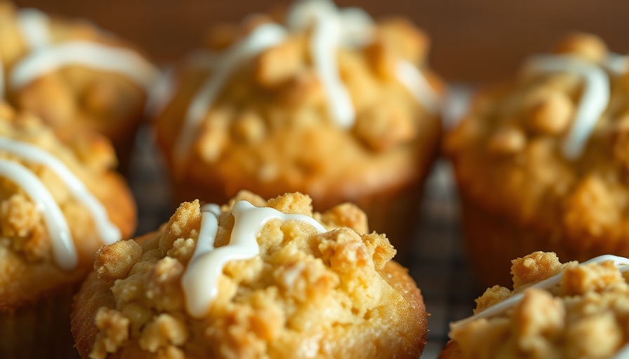 Healthy cottage cheese muffins with drizzle and carrot specks.