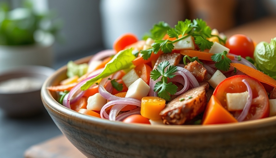 Colorful fresh salad bowl with quick healthy ingredients.