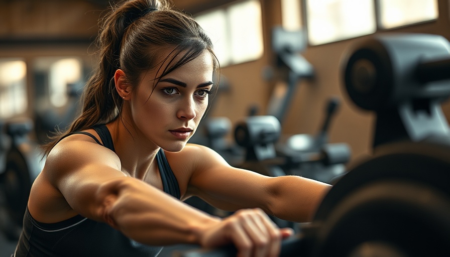 Athlete resting on rowing machine in gym illustrating 2K row fitness effort.