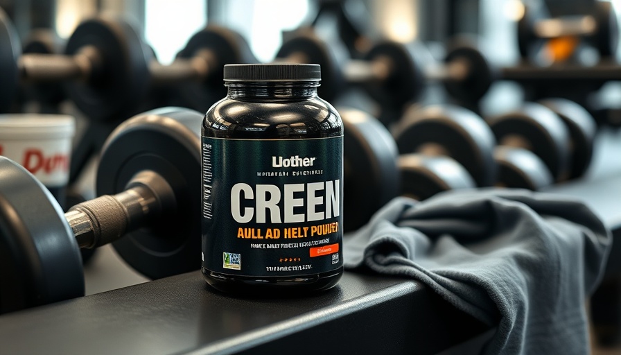 Creatine powder on gym bench highlighting health benefits.