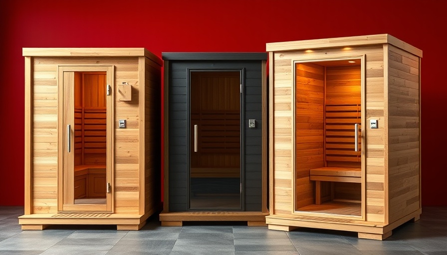 Best outdoor saunas 2025 in sleek modern design on red background.