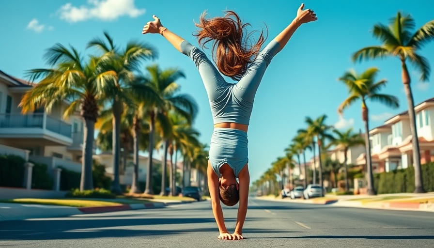 Woman balancing in handstand on street, demonstrating commitment in fitness goals.