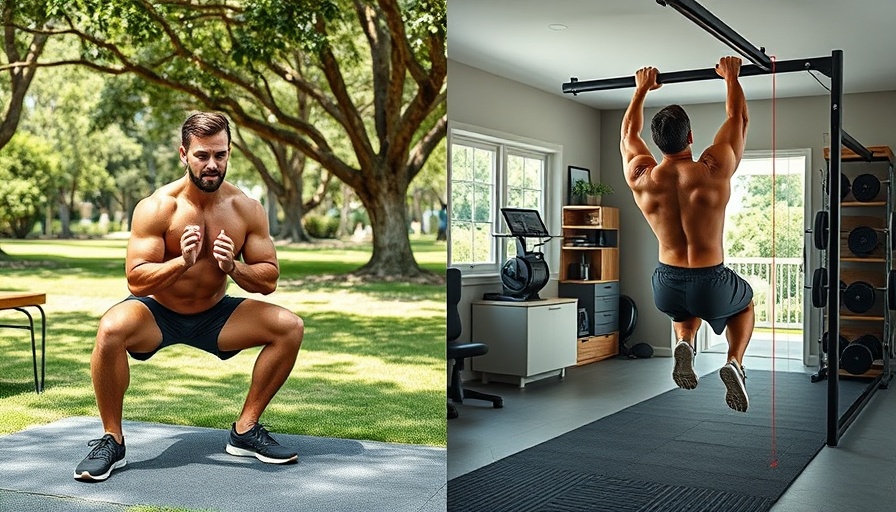 Man demonstrating muscular imbalances with alignment lines during squats and pull-ups.