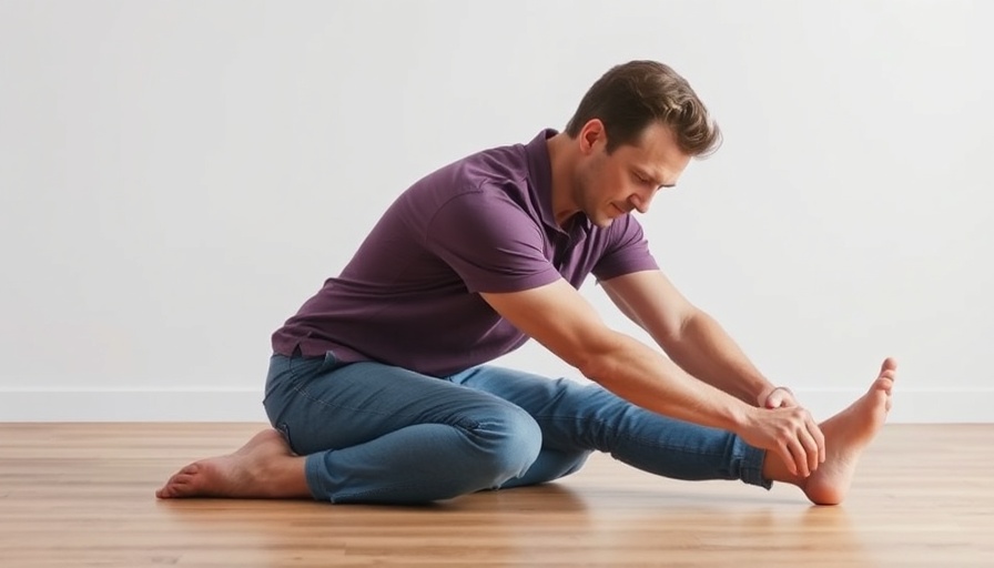Man doing hamstring flexibility stretches on a wooden floor.