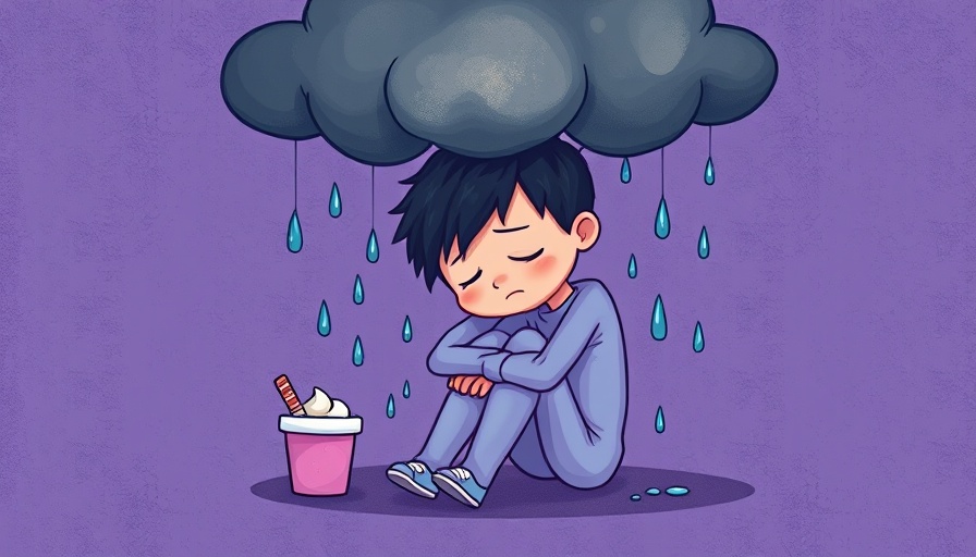 Cartoon illustration symbolizing overcoming loneliness with a sad figure.