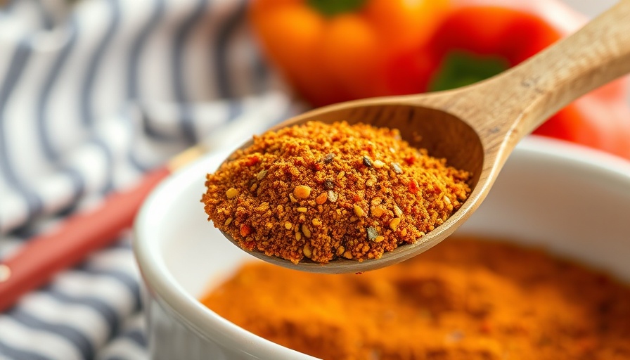 Homemade Cajun seasoning in a spoon over a bowl.