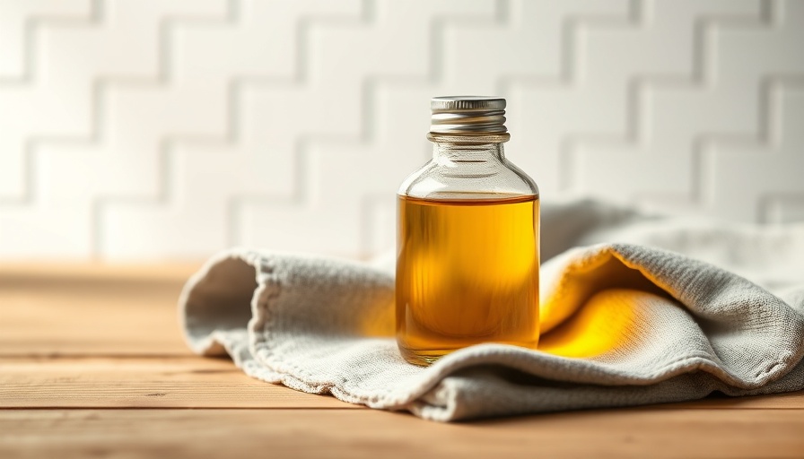 DIY Hair Oil Treatment in a clear jar on a towel.
