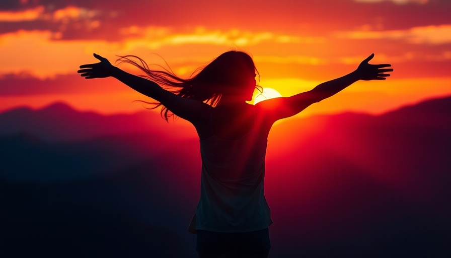 Healing from cPTSD: Woman silhouette embracing nature at sunset.