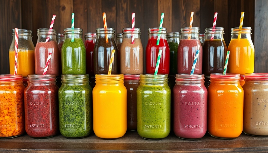 Increase calcium levels with delicious smoothies in colorful jars.