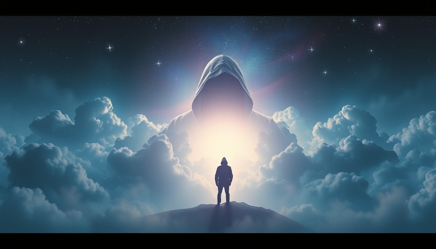Surreal image of self-confidence embodiment with ethereal background.