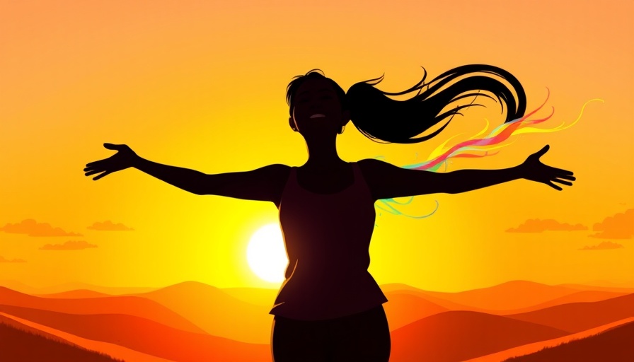 Silhouette of a woman embracing sunrise, vibrant colors, symbolizing healing from cPTSD and healthy living.