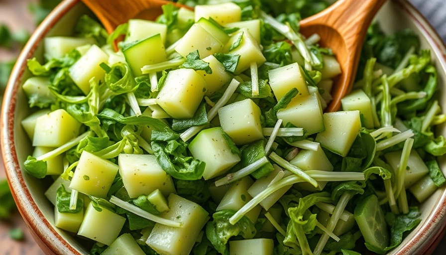 Fresh Green Goddess Salad with diced cucumbers in a bowl.