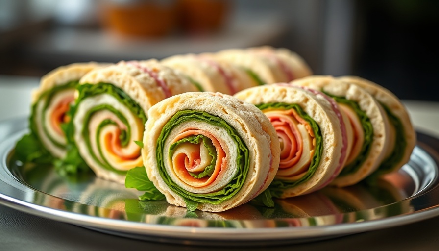 Close-up of pinwheel sandwiches showcasing vibrant layers.